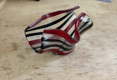 Elegant Stripes– Sculptural Fused Glass Candlestick Holder
